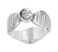 JEWELSTREZORO Dendritischer Opal Edelstein-für Herren und Damen925er-SterlingSilber Stilvoller handgefertigter Band Ring Geschenkartikel Schmuck TSR113CI_21 (67 (21.3))