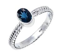 JEWELSTREZORO Laborgezüchteter Londoner Blautopas Edelstein-für Herren und Damen925er-SterlingSilber Stilvoller handgefertigter Band Ring Geschenkartikel Schmuck TSR110AT_15 (61 (19.4))