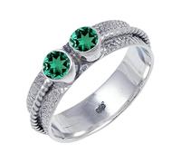 JEWELSTREZORO Laborgezüchteter Smaragd Edelstein 925 Sterling Silber Stilvoller handgefertigter Band Ring Geschenkartikel Herren & Damen Schmuck TSR112AN_14 (60 (19.1))