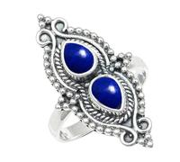 JEWELSTREZORO Lapislazuli Edelstein Band Ring- für Herren und Damen,Geschenkartikel, 925er-Sterlingsilber Schmuck TSR1273BV_25 (71 (22.6))