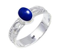 JEWELSTREZORO Lapislazuli Edelstein-für Herren und Damen925er-SterlingSilber handgefertigter Band Ring Geschenkartikel Schmuck TSR117BV_9 (55 (17.5))
