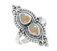JEWELSTREZORO Opal Edelstein Band Ring- für Herren und Damen, alle Größen, 925er-Sterlingsilber, handgefertigter Geschenkartikel, Schmuck TSR1273BE_7 (53 (16.9))