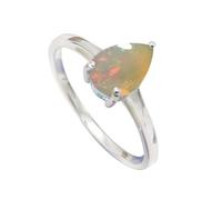 JEWELSTREZORO Opal Edelstein Bandring 925 Sterling Silber Herren & Damen Geschenkartikel Handgefertigter Schmuck TSR1079BE_7 (53 (16.9))