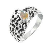 JEWELSTREZORO Opal Edelstein Bandring 925 Sterling Silber Herren & Damen Geschenkartikel Handgefertigter Schmuck TSR1227BE_7 (53 (16.9))