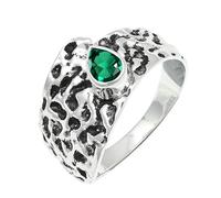 JEWELSTREZORO Smaragd im Labor gezüchtet Edelstein Bandring für Herren und Damen, alle Größen, 925er-Sterlingsilber, handgefertigter, Schmuck TSR1227AN_20 (66 (21.0))