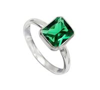 JEWELSTREZORO Smaragd im Labor gezüchtet Edelstein Bandring - für Herren und Damen, alle Größen, 925er-Sterlingsilber, handgefertigter, Schmuck TSR1139AN_12 (58 (18.5))
