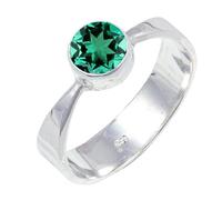 JEWELSTREZORO Smaragd im Labor gezüchtet Edelstein Männer & Frauen 925 Sterling Silber Stilvoller handgefertigter Band Ring Geschenkartikel TSR124AN_3 (49 (15.6))