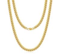 Jewlime Gold Herren Halskette, Klassische Miami Herren Kubanische Kette Halskette Schmuck Geschenk für Damen Männer Jungen, Hip-Hop & Cool Stil Kette Halskette, 18 Karat vergoldet, 4mm Breite, 18 Zoll