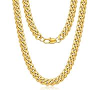 Jewlime Gold Herren Halskette,Klassische Miami Herren Kubanische Kette Halskette Schmuck Geschenk für Damen Männer Jungen, Hip-Hop & Cool Stil Kette Halskette, 18 Karat vergoldet, 10mm Breite, 26 Zoll