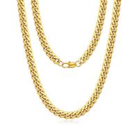 Jewlime Gold Herren Halskette, Klassische Miami Herren Kubanische Kette Halskette Schmuck Geschenk für Damen Männer Jungen, Hip-Hop & Cool Stil Kette Halskette, 18 Karat vergoldet, 6mm Breite, 20 Zoll