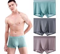 Jewyee Men's Ice Silk Underwear, 3 Pieces, Ultra Thin Seamless Ice Silk Underpants for Men, Breathable Ice Silk Mesh Underwear, Jewyee Underwear (3 Stück-A,2XL)