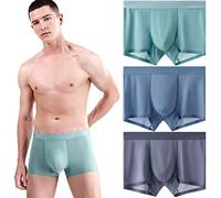 Jewyee Men's Ice Silk Underwear, 3 Pieces, Ultra Thin Seamless Ice Silk Underpants for Men, Breathable Ice Silk Mesh Underwear, Jewyee Underwear (3 Stück-C,2XL)