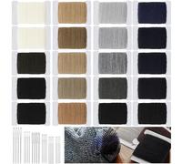 Jexine Stopfgarn, 50% Wolle, 50% Acryl, 1200 m, Stopfgarn mit 24 Nähnadeln mit großem Öhr, Set für Kleidung, Socken, Plüschtier, Erwachsene, Darner, DIY, Heimnähpflege (60 Meter pro Garn), 20 Stück