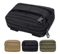 JEYANG Tactical Molle Pouch Double Layer Portable Zipper Package Kleine Hüfttasche EDC-Tasche Multifunktionale Utility Pouch Hängendes Zubehör für Wandern, Jagen, Camping,Schwarz