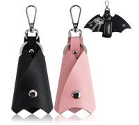 JEYORZY Schlüsseletui Leder mit Batman Schlüsselanhänger, Schlüsseltasche für Schutz von Auto- und Motorradschlüsseln (Schwarz, Rosa)