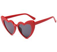 JFAN Party Brille Herz Sonnenbrille Retro Sonnenbrille Herzform FüR Damen Partei Sonnenbrille Vintage Mode üBergro?E Klassische Glasses Erwachsener rot