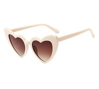 JFAN Party Brille Herz Sonnenbrille Retro Sonnenbrille Herzform FüR Damen Partei Sonnenbrille Vintage Mode üBergro?E Klassische Glasses Erwachsener Beige