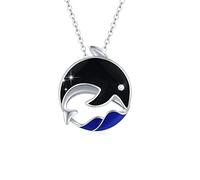 JFASHOP Delfin Kette Damen,Delfin Anhänger 925 Sterling Silber Delfin Halskette Ozean Thema Tier Halskette Delphin Schmuck Valentinstag Geschenke für Mädchen Kinder Frauen