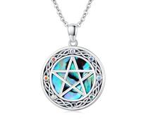 JFASHOP Pentagram Pentacle Pendant Necklace Sterling Silver Celtic Knot Abalone Star Pendant Chain for Women Jewellery for Women Men Gifts