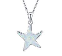 JFASHOP Seestern Halskette Damen, 925 Sterling Silber Opal Kette Tier Anhänger Opal Seestern Muttertags Geschenke Valentinstag für Mädchen Frauen Kinder Mama Frau Freundin Tochter