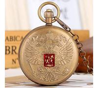 JFNHUTL Doppeladler-Wappen, Russisches Nationalwappen, Abzeichen, Tourbillon, mechanische Taschenuhr aus reinem Kupfer, Kunst-Sammlerstücke