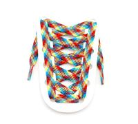 JFNKLFG 2 Paar flache Schnürsenkel for Sneakers, Regenbogen-Schnürsenkel, bunt gestreift, Breite 1 cm, Länge 100/120/140/160 für Turnschuhe, Sportschuhe(Color4,140cm)