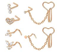 JFORYOU Nasenpiercing Ring Chirurgenstahl Nasenstecker mit Kette Nasenrücken Schmuck Zartes und trendiges Design