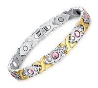 JFUME Magnetische Armband für Frauen Kristall 18k Vergoldung Schmuck Frauen Armbänder mit Link entfernen Werkzeug einstellbar 8,5"