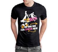 JGA T-Shirt „Ich Bin der Depp - Die sind nur zum Saufen Hier“ - Junggesellenabschied Shirt - Hochzeit Gruppe T-Shirt Männer - Outfit für Jungs - Schwarz, Gr. L