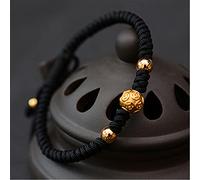 JgYiAngBq Feng-Shui-Armband, Feng-Shui-Reichtumsarmband for 999 Silber, sechsstelliges Mantra, antikes Geldperlen-Armband, verstellbar, zieht Reichtum an, wehrt das Böse ab(Money Bead Black)