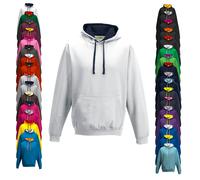 JH003 Just Hoods Varsity Kapuzenpullover mit doppellagiger Kapuze mit kontrastfarbener Innenseite Arctic White S