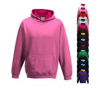 JH003K Just Hoods Kinder Kapuzenpullover mit doppellagiger Kapuze mit kontrastfarbener Innenseite Burgundy 12/13 (XL)