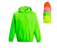 JH004K Just Hoods Kinder Kapuzenpullover in leuchtenden auffälligen Farben Electric Green 7/8 (M)
