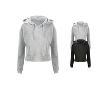 JH016 Just Hoods Damen Kapuzenpullover Bauchfei Heather Grey XS