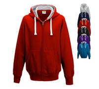 JH052 Just Hoods Kapuzenjacke mit weißer breiter Zugkordel an der Kapuze Heather Grey M