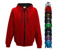 JH053 Just Hoods Kapuzenjacke mit kontrastfarbenem Kunststoff-Reißverschluss Jet Black XL