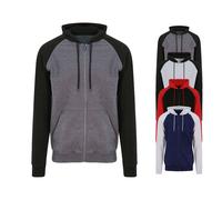 JH063 Just Hoods Kapuzenjacke ZOODIE mit kontrastfarbenen Raglan-Ärmeln Heather Grey XXL