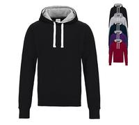 JH100 Just Hoods Kapuzenpullover mit weißer breiter Zugkordel an der Kapuze Charcoal (Heather) XS