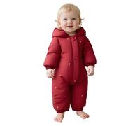 Jhaoyu Baby Jungen Mädchen Winter Overall mit Kapuze Neugeborenes Einteiliger Schneeanzüge Jumpsuit Spielanzug 3-24 Monate Rot 80-86