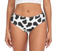 JHKKU Damen Bambusfaser Unterwäsche Klassische Slips Weich Atmungsaktiv Bikini Hipster Höschen, Kuhmuster, L