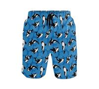 JHKKU Herren-Badehose, Board-Shorts, schnell trocknend, Bademode, Urlaub, Party, Badeanzug, Orca Killerwal, M