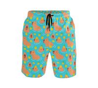 JHKKU Herren-Badehose, Board-Shorts, schnell trocknend, Bademode, Urlaub, Party, Badeanzug, Süße Capybara, L