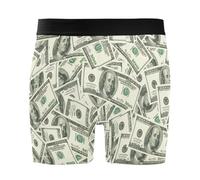 JHKKU Herren-Boxershorts, weich, bequem, Stretch, 10,2 cm Schrittlänge, Unterwäsche mit Eingriff, Geldschein, Hundert-Dollar-Schein, Large