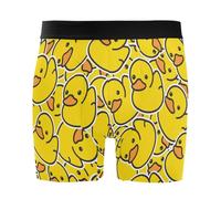 JHKKU Herren-Boxershorts, weich, bequem, Stretch, 10,2 cm Schrittlänge, Unterwäsche mit Eingriff, Süße kleine gelbe Ente, Large