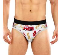JHKKU Herren-Unterwäsche, Slip, bequem, weich, Stretch, Klassische Passform, mit Konturbeutel, Feuerwehrauto, Medium