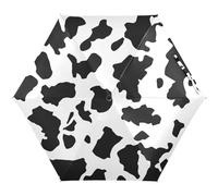 JHKKU Mini Reise-Regenschirm, kleiner kompakter tragbarer Regenschirm für Sonne und Regen, winddichter Sonnenschirm mit 95% UV-Schutz, Kuhmuster, Einheitsgröße