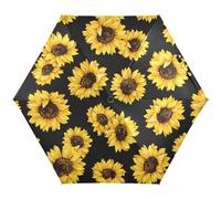 JHKKU Sunflower Mini-Reise-Regenschirm, kompakt, winddicht, klein, kompakt, tragbar, für Sonne und Regen, UPF 50+ UV-Schutz für Damen, Herren, Kinder