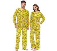 JHKKU Unisex-Pyjama-Set, Familien-Pyjama-Set, langärmelig, Nachtwäsche für Damen und Herren, 2-teiliges Pyjama-Set, Gelbe Gummiente, XL