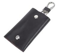 JHKNNK Schlüsseletui aus Echtem Leder für Herren Kompaktes Autoschlüsselgehäuse mit Knopfdesign Tragbare Schlüsselhalter Tasche für Alltag und Reise