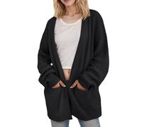 Jhsnjnr Cardigan Damen Lang Herbst Oversize Open Front Strickmantel Lässige Locker Langarm Grobstrick Strickjacke